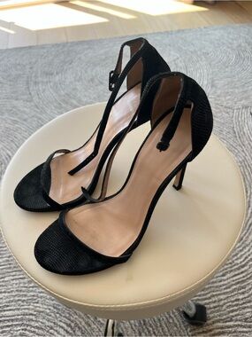 Stuart Weitzman Black Ankle-Strap Sandals